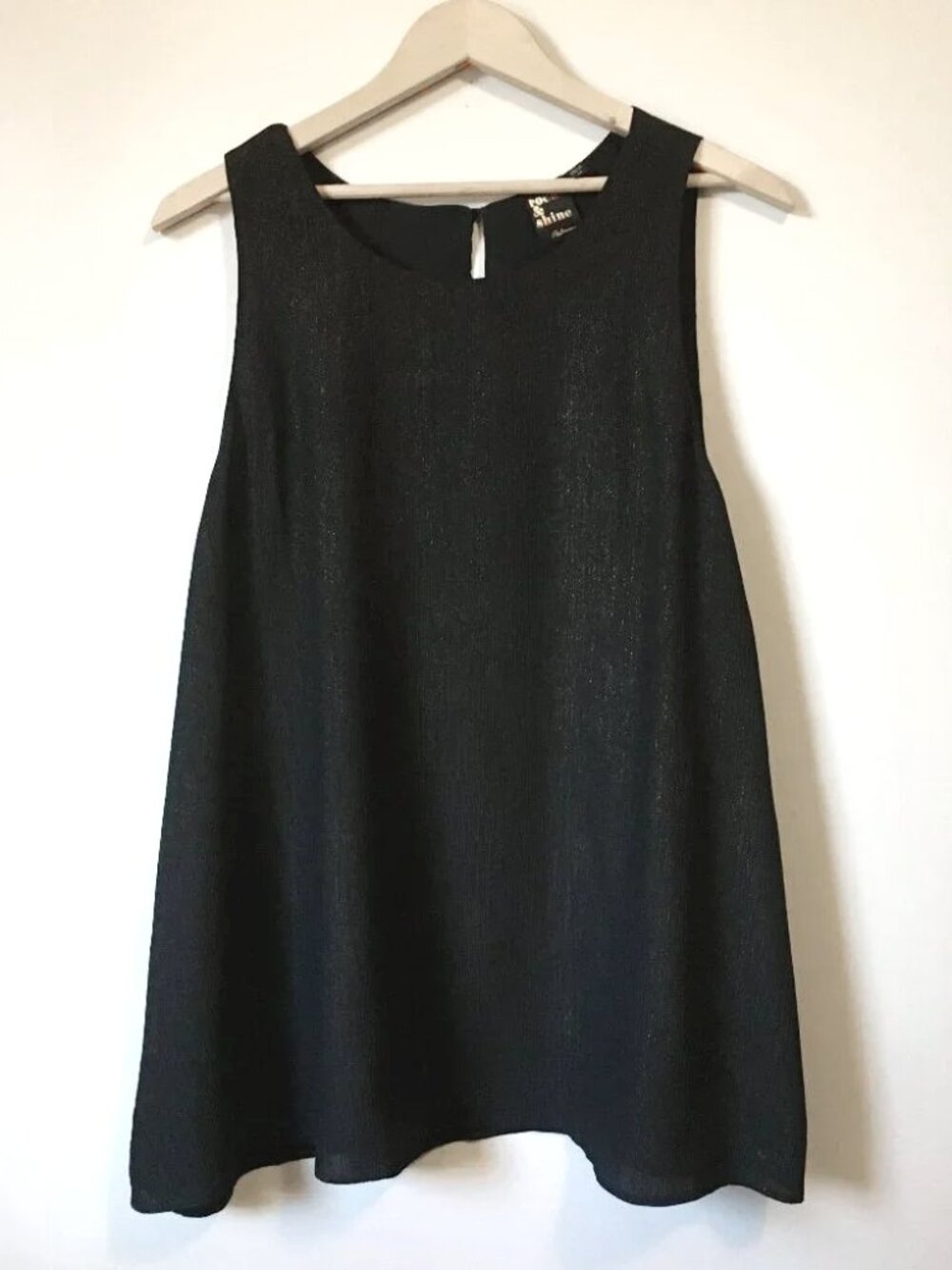 Rock & Shine Black Crepe Gold Glitter Keyhole Tank Top - 3X McBling